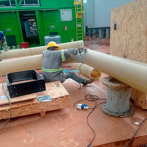 Linha de gás em PRFV no aterro sanitário Orizon Paulínia/SP